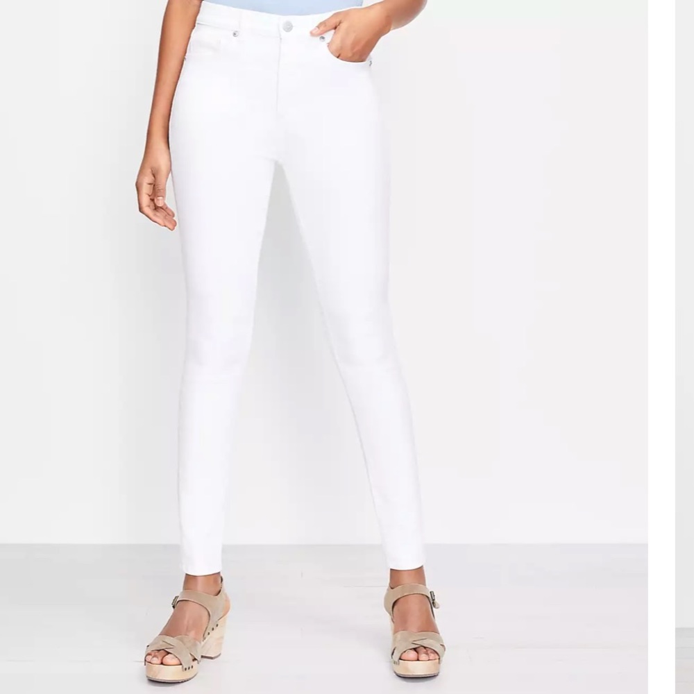 Loft- Mid Rise Slim Pocket Skinny Jeans In White - Picture 5 of 5